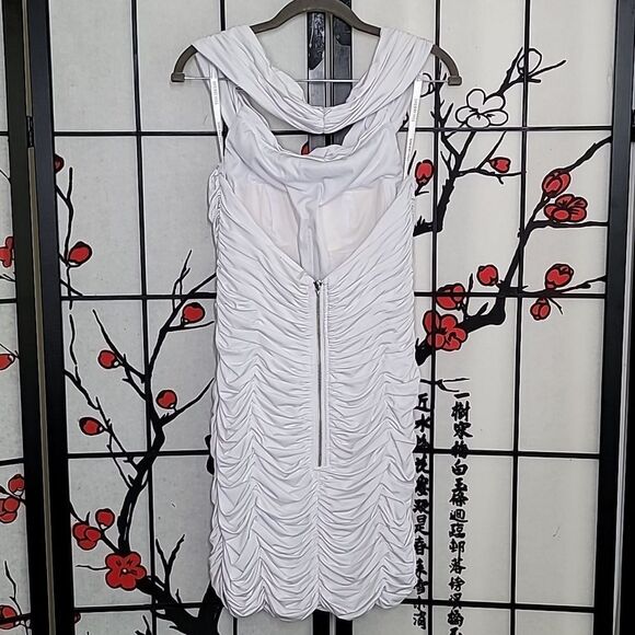 Sherri Hill White Ruched Mini Dress - Picture 4 of 6